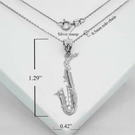 Silver 3D Saxophone Musical Instrument Pendant necklace