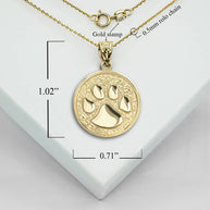 Gold Pet Dog Paw Print Coin Pendant Necklace (Available in Yellow/Rose/White Gold)
