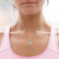 Silver 3D Baseball Bat and Gloves Sports Pendant Necklace