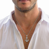 Silver Jesus Anchor Mariner Necklace