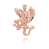 Gold Diamond Cut Eagle Snake Pendant Necklace (Available in Yellow/Rose/White Gold)