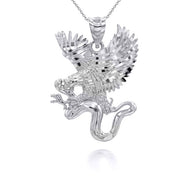 Gold Diamond Cut Eagle Snake Pendant Necklace (Available in Yellow/Rose/White Gold)