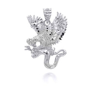 Gold Diamond Cut Eagle Snake Pendant Necklace (Available in Yellow/Rose/White Gold)