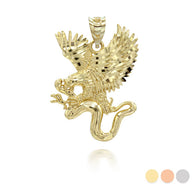Gold Diamond Cut Eagle Snake Pendant Necklace (Available in Yellow/Rose/White Gold)