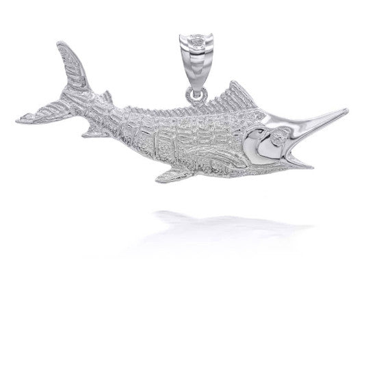 Gold Marlin Fish Pendant Necklace (Available in Yellow/Rose/White Gold)
