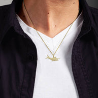 Gold Marlin Fish Pendant Necklace (Available in Yellow/Rose/White Gold)