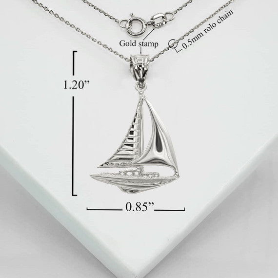 Silver Maritime Sail Boat Nautical Pendant Necklace