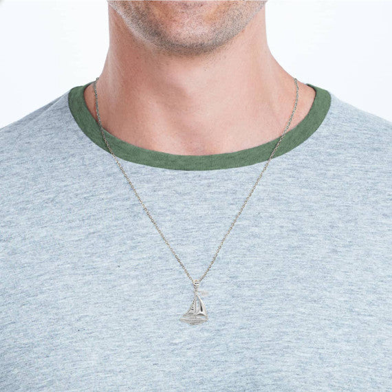Silver Maritime Sail Boat Nautical Pendant Necklace
