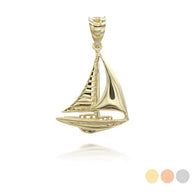 Gold Maritime Sail Boat Nautical Pendant Necklace (Available in Yellow/Rose/White Gold)
