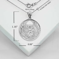 .925 Sterling Silver Owl Medallion Pendant Necklace