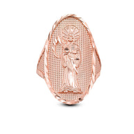 Gold Hammered Santa Muerte Patron Saint of Death and Protection Oval Ring (Available in Yellow/Rose/White Gold)