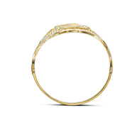 Gold Diamond Cut Patron Saint Jude Beaded Oval Signet Ring (Available in Yellow/Rose/White Gold)