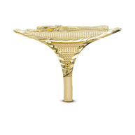 Gold Diamond Cut Patron Saint Jude Beaded Oval Signet Ring (Available in Yellow/Rose/White Gold)