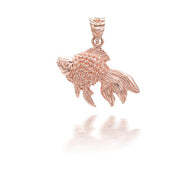 Gold Good Luck Goldfish Charm Pendant Necklace (Available in Yellow/Rose/White Gold)