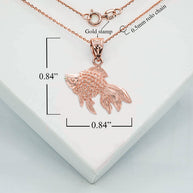 Gold Good Luck Goldfish Charm Pendant Necklace (Available in Yellow/Rose/White Gold)
