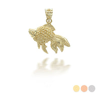 Gold Good Luck Goldfish Charm Pendant Necklace (Available in Yellow/Rose/White Gold)