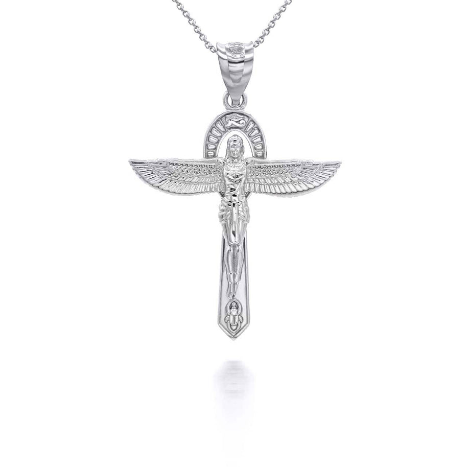 Silver Ancient Egyptian Goddess Isis Ankh Pendant Necklace