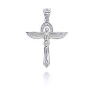 Silver Ancient Egyptian Goddess Isis Ankh Pendant Necklace