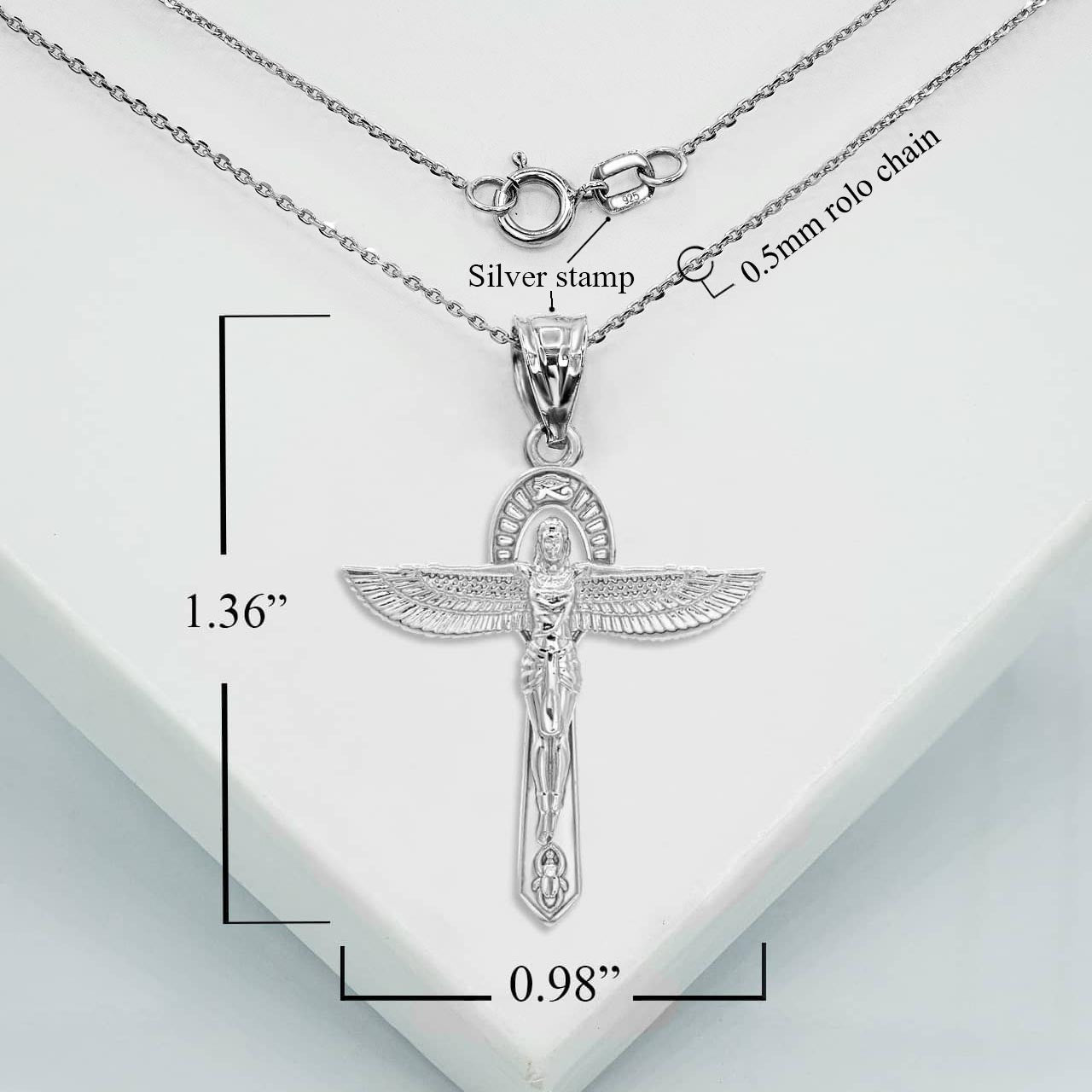 Silver Ancient Egyptian Goddess Isis Ankh Pendant Necklace