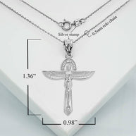 Silver Ancient Egyptian Goddess Isis Ankh Pendant Necklace