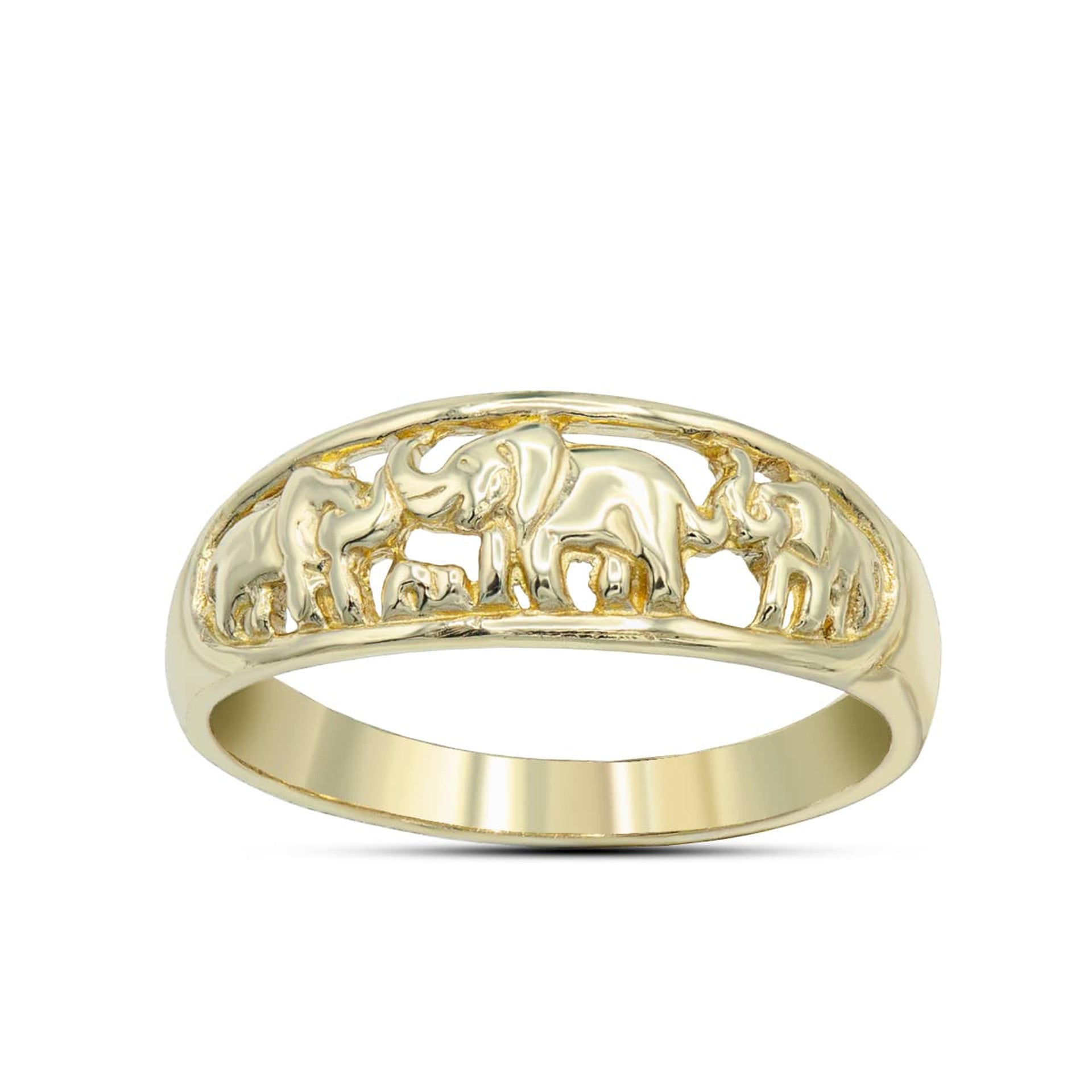 Gold Good Luck Elephant Family Ring (Available in Yellow/Rose/White Gold)