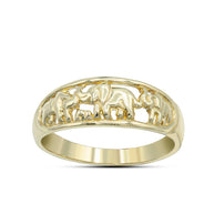 Gold Good Luck Elephant Family Ring (Available in Yellow/Rose/White Gold)