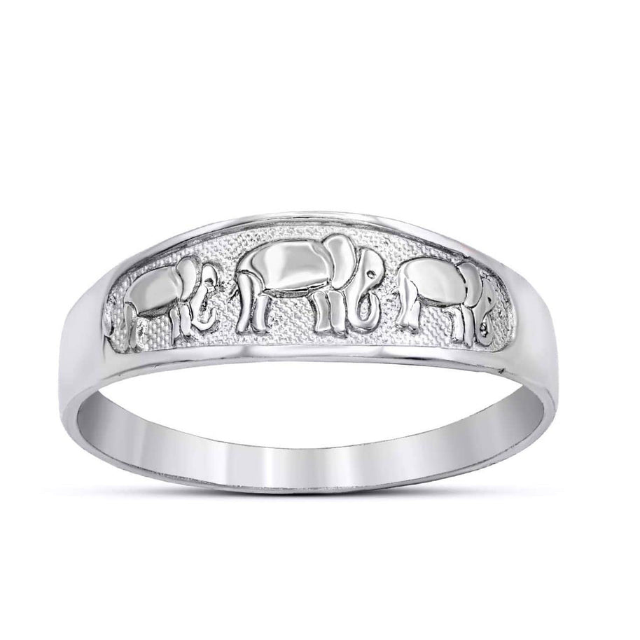 Two Tone Gold Hammered Good Luck Elephants Ring (Available in Yellow/Rose/White Gold)
