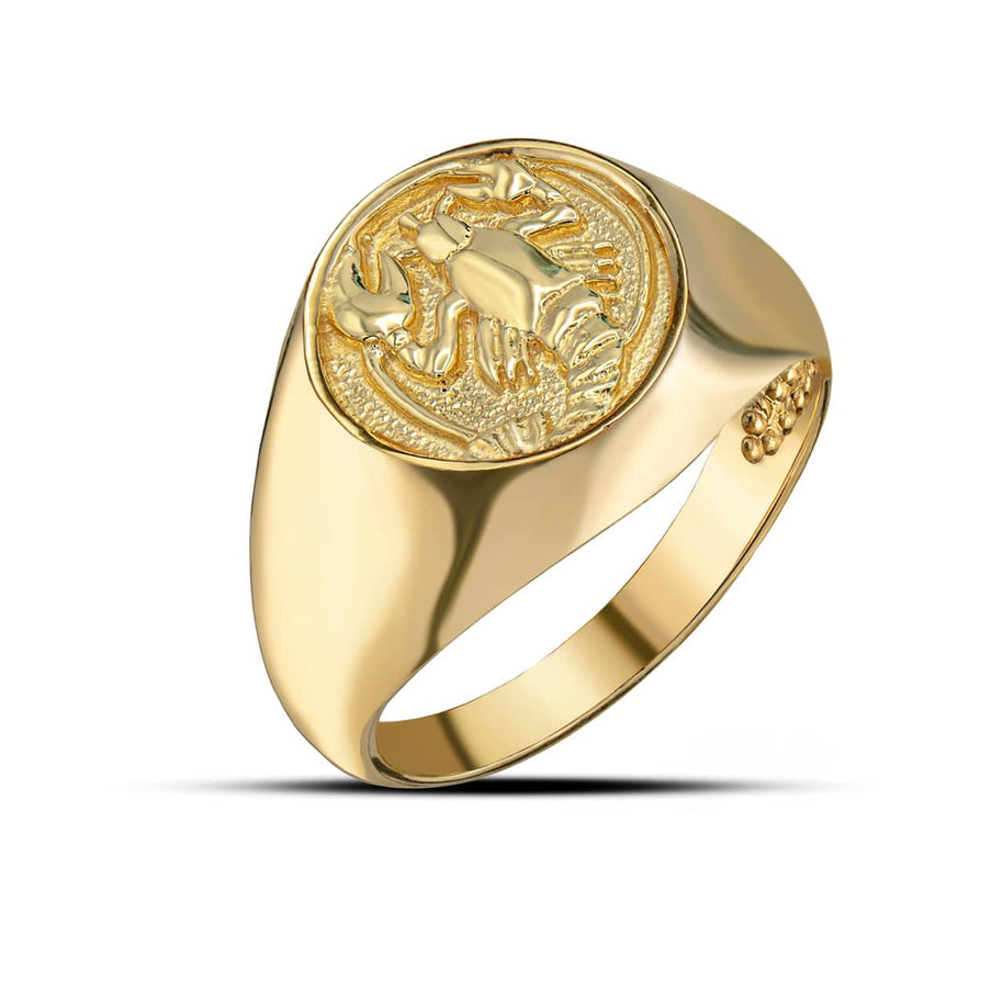 Gold Men's Custom Zodiac Sign Signet Ring (Available in Yellow/Rose/White Gold)