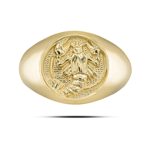 Gold Men's Custom Zodiac Sign Signet Ring (Available in Yellow/Rose/White Gold)