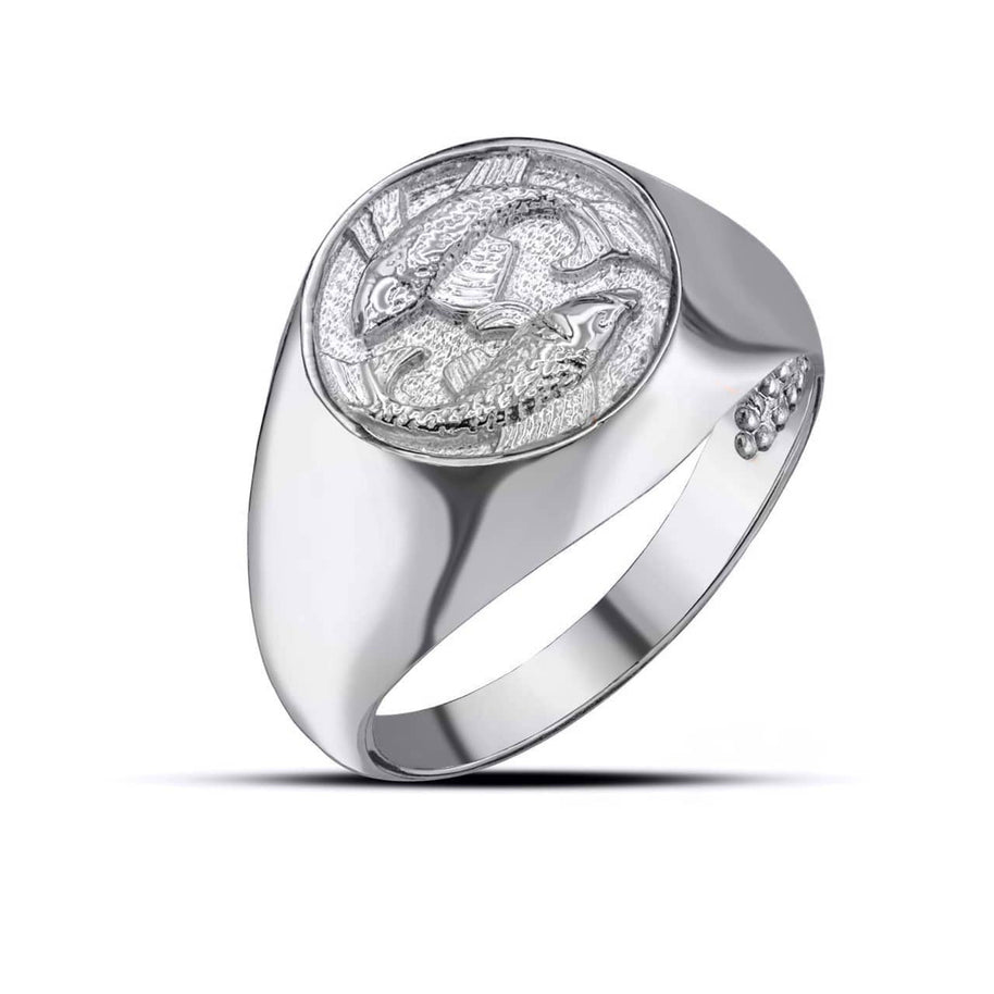 .925 Sterling Silver Men's Custom Zodiac Sign Signet Ring