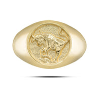 Gold Men's Custom Zodiac Sign Signet Ring (Available in Yellow/Rose/White Gold)