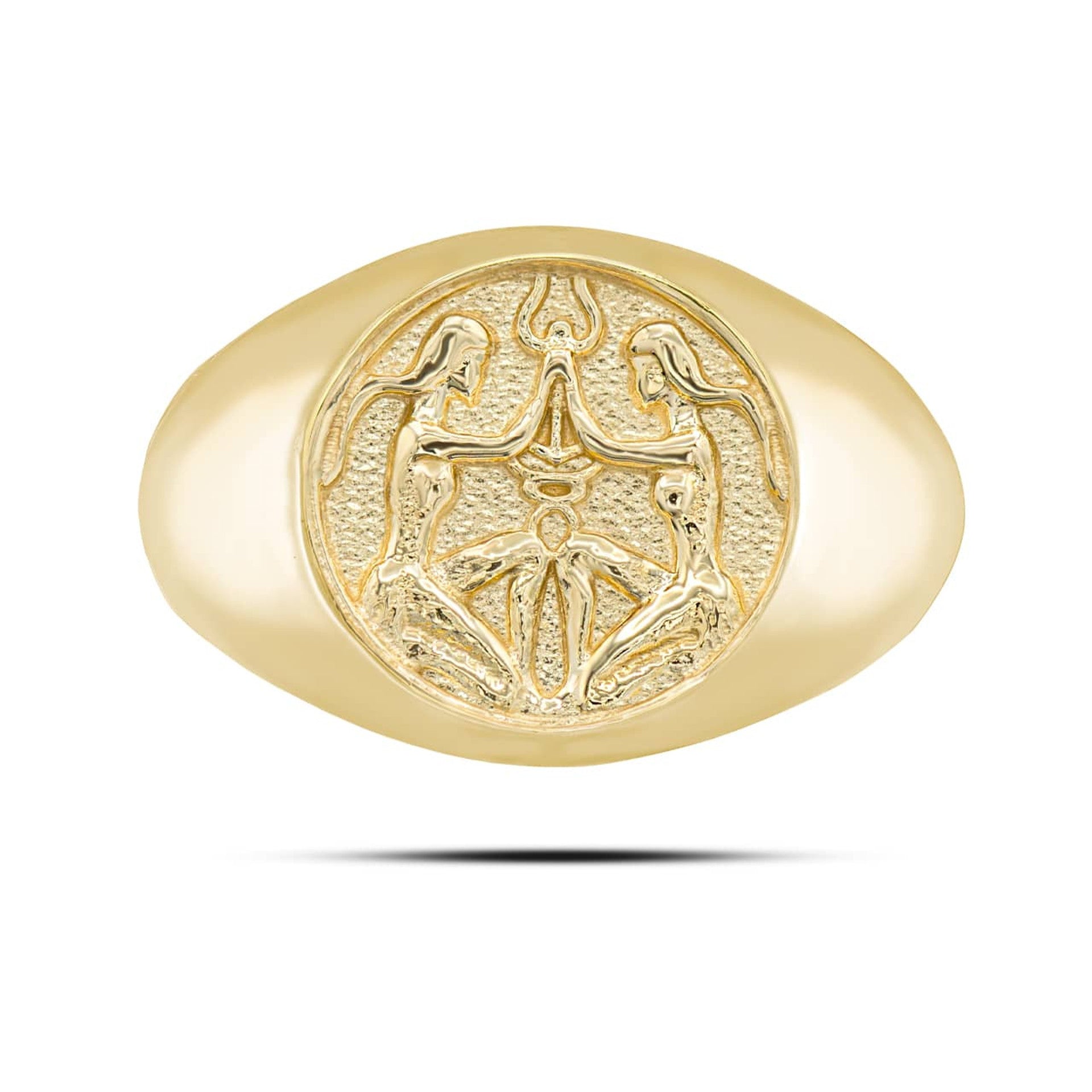 Gold Men's Custom Zodiac Sign Signet Ring (Available in Yellow/Rose/White Gold)