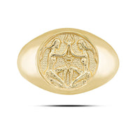 Gold Men's Custom Zodiac Sign Signet Ring (Available in Yellow/Rose/White Gold)