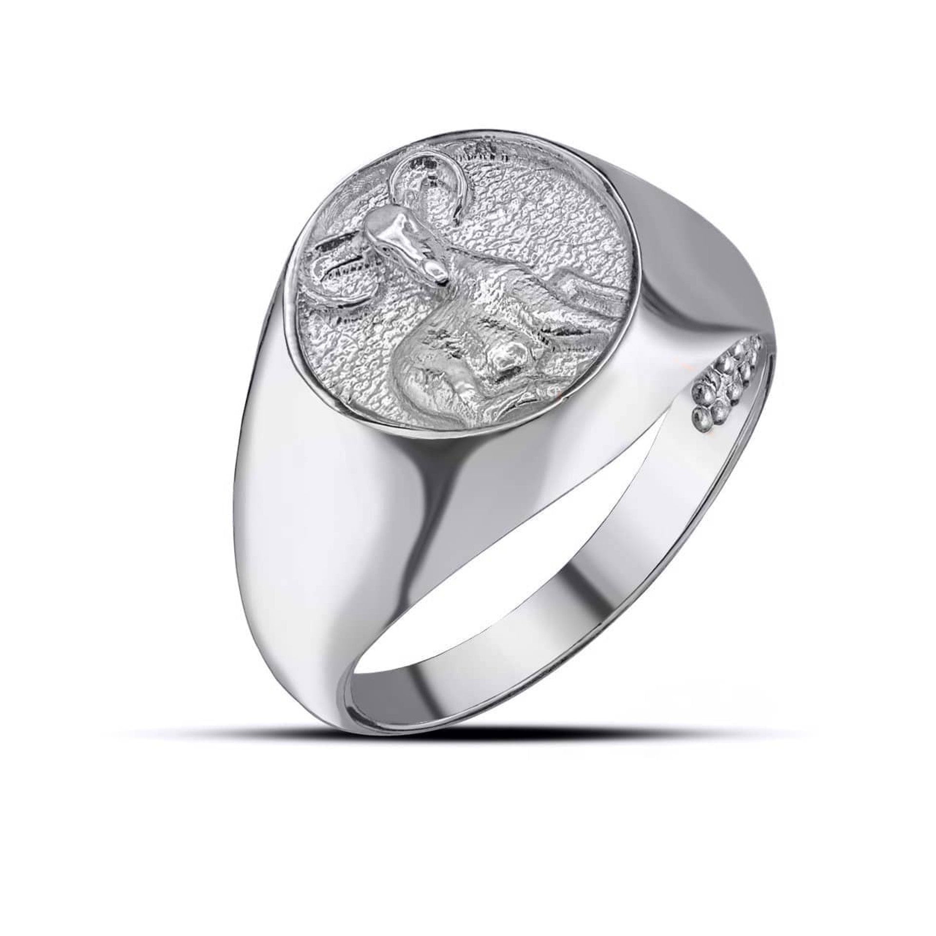 .925 Sterling Silver Men's Custom Zodiac Sign Signet Ring