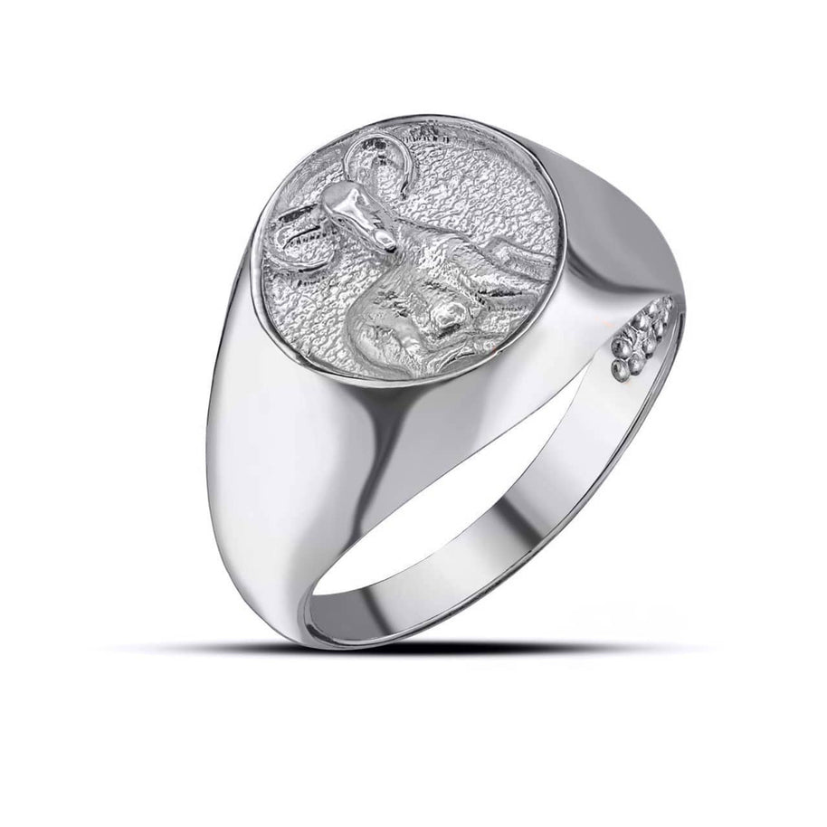 .925 Sterling Silver Men's Custom Zodiac Sign Signet Ring
