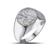 .925 Sterling Silver Men's Custom Zodiac Sign Signet Ring