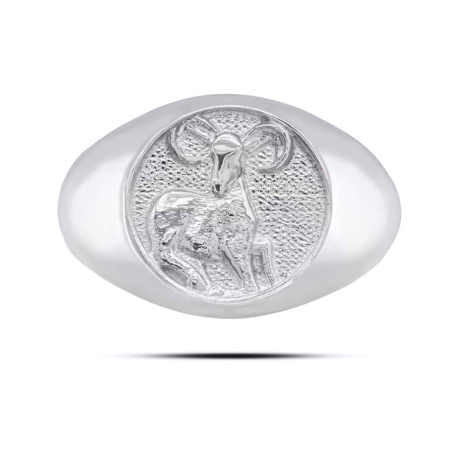 .925 Sterling Silver Men's Custom Zodiac Sign Signet Ring