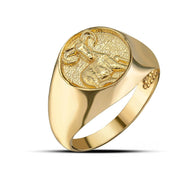 Gold Men's Custom Zodiac Sign Signet Ring (Available in Yellow/Rose/White Gold)