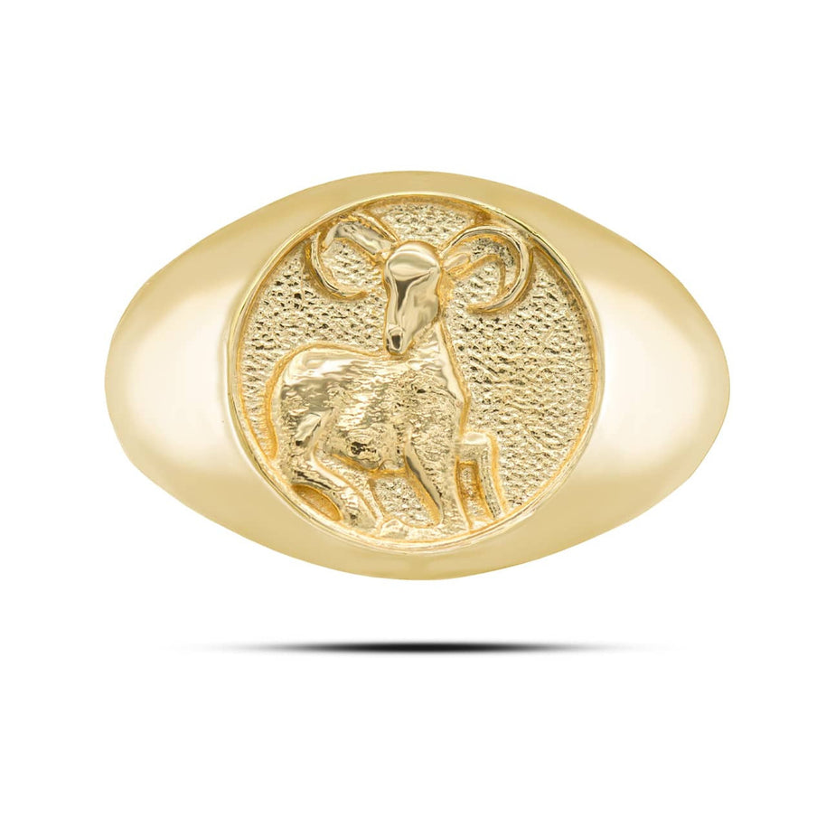 Gold Men's Custom Zodiac Sign Signet Ring (Available in Yellow/Rose/White Gold)