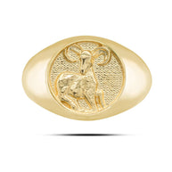 Gold Men's Custom Zodiac Sign Signet Ring (Available in Yellow/Rose/White Gold)