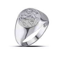 .925 Sterling Silver Men's Custom Zodiac Sign Signet Ring
