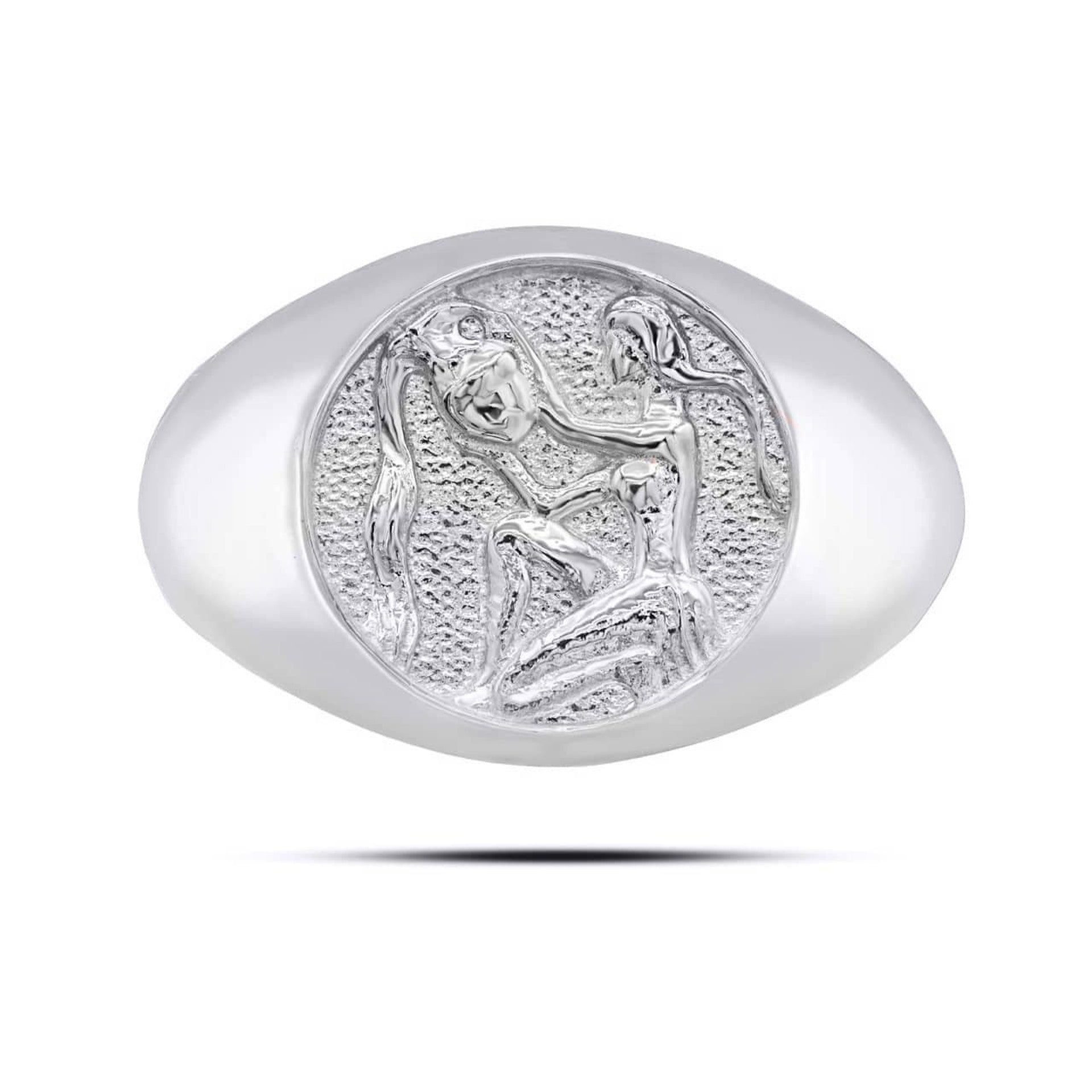 .925 Sterling Silver Men's Custom Zodiac Sign Signet Ring