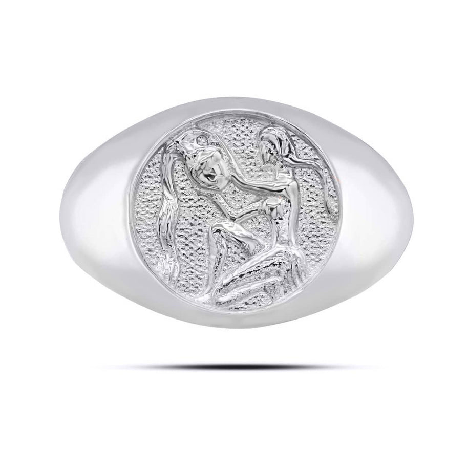 .925 Sterling Silver Men's Custom Zodiac Sign Signet Ring