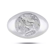 .925 Sterling Silver Men's Custom Zodiac Sign Signet Ring