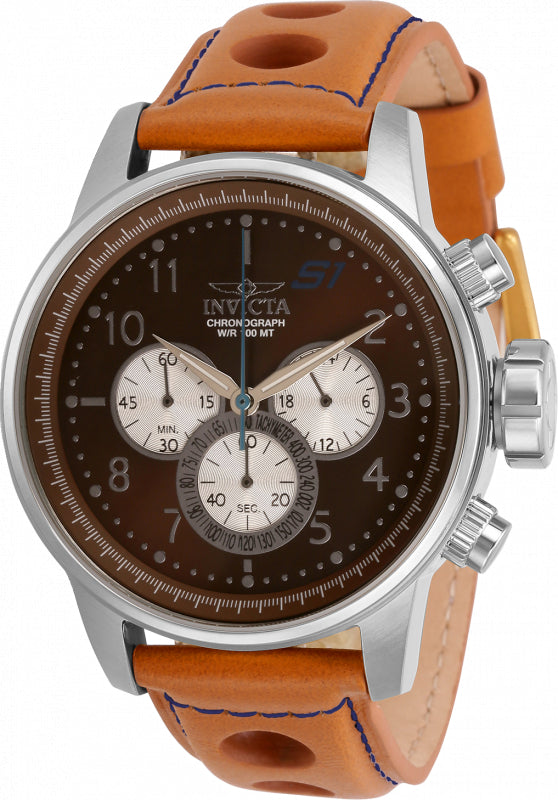 Invicta Men's 30916 S1 Rally Quartz Chronograph Brown, Antique Silver Dial Watch