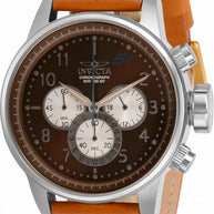 Invicta Men's 30916 S1 Rally Quartz Chronograph Brown, Antique Silver Dial Watch