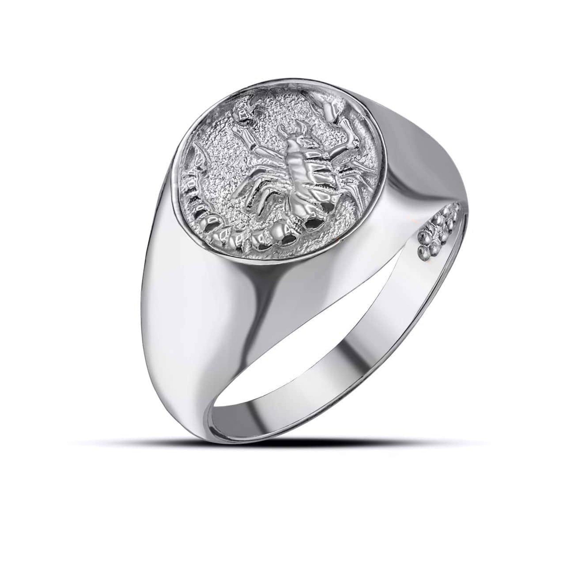 .925 Sterling Silver Men's Custom Zodiac Sign Signet Ring