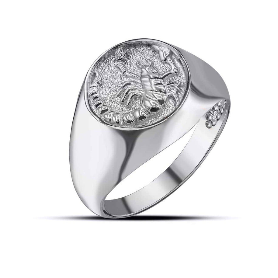 .925 Sterling Silver Men's Custom Zodiac Sign Signet Ring