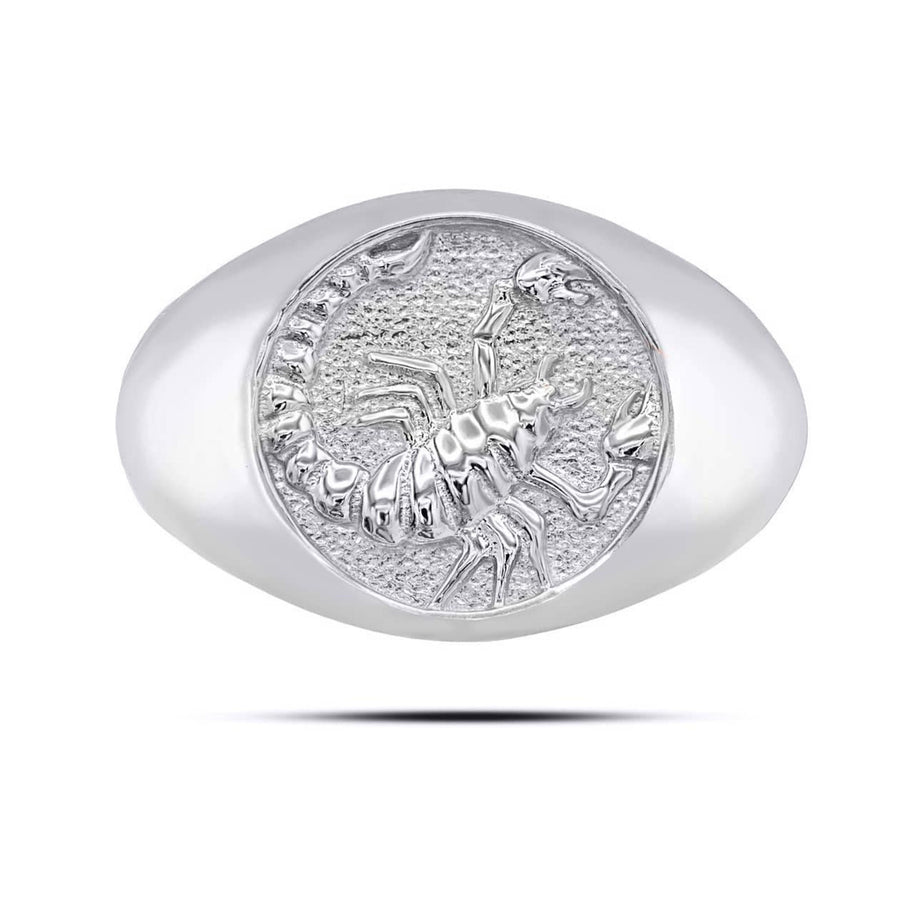 .925 Sterling Silver Men's Custom Zodiac Sign Signet Ring