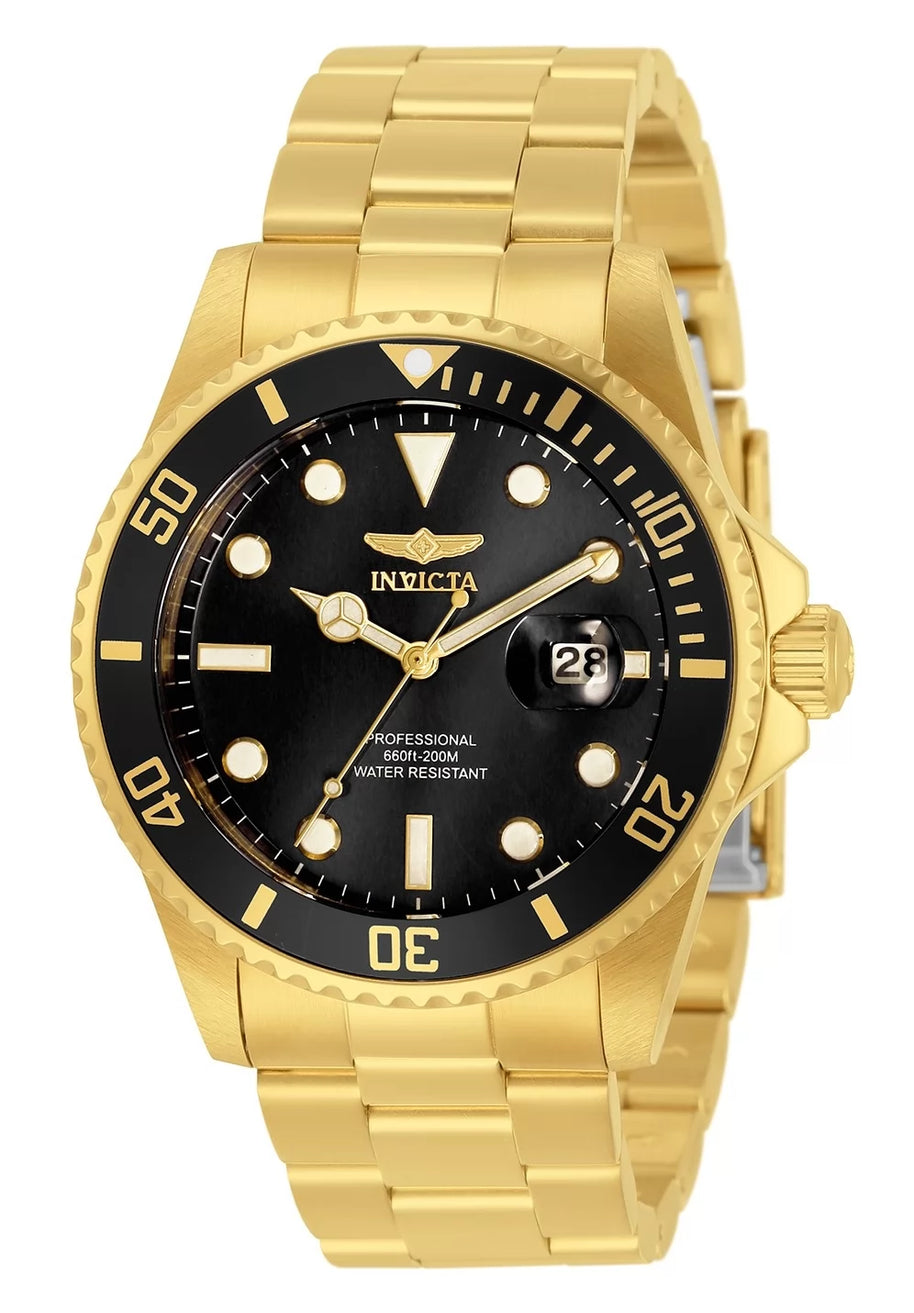 Invicta Men's 33271 Pro Diver Quartz 3 Hand Black Dial Watch